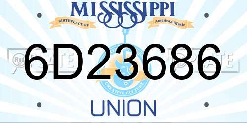 6D23686 Mississippi License Plate