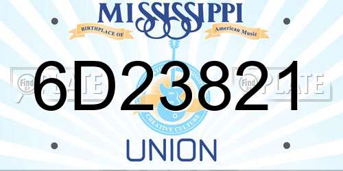 6D23821 Mississippi License Plate