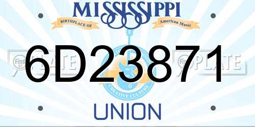 6D23871 Mississippi License Plate