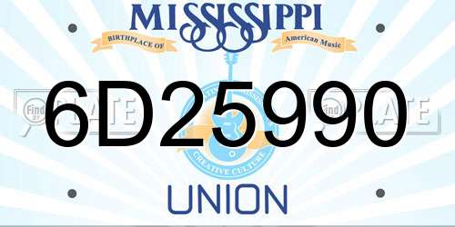 6D25990 Mississippi License Plate