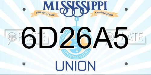 6D26A5 Mississippi License Plate