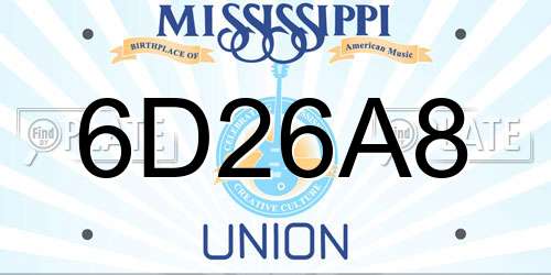 6D26A8 Mississippi License Plate