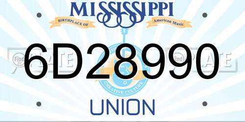 6D28990 Mississippi License Plate