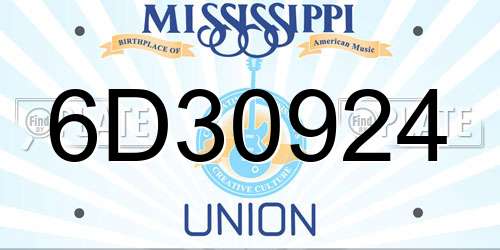 6D30924 Mississippi License Plate