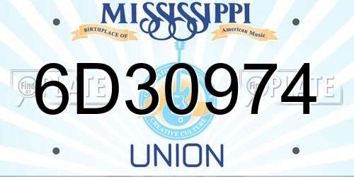 6D30974 Mississippi License Plate