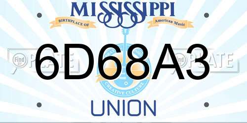 6D68A3 Mississippi License Plate