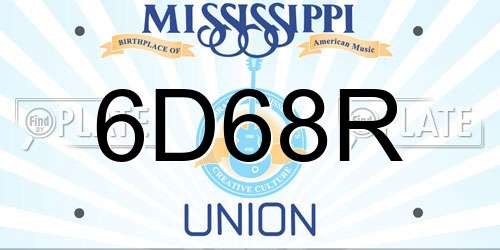 6D68R Mississippi License Plate