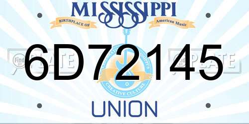 6D72145 Mississippi License Plate
