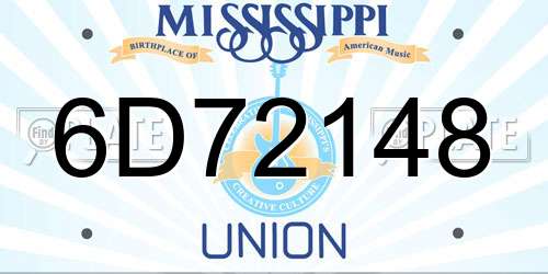 6D72148 Mississippi License Plate