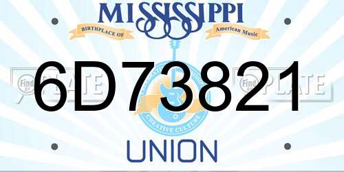 6D73821 Mississippi License Plate