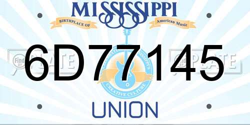 6D77145 Mississippi License Plate