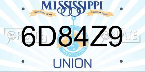 6D84Z9 Mississippi License Plate