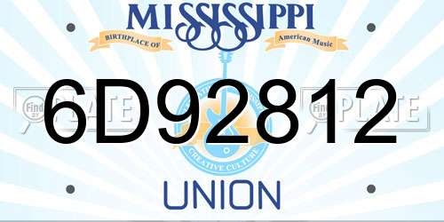 6D92812 Mississippi License Plate