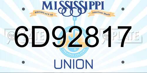 6D92817 Mississippi License Plate