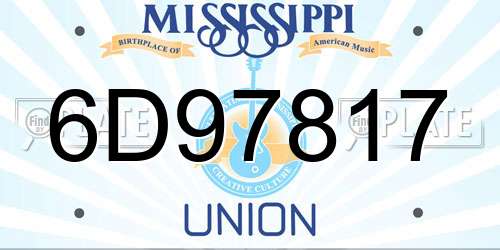 6D97817 Mississippi License Plate