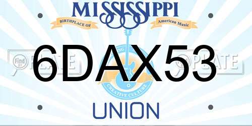 6DAX53 Mississippi License Plate