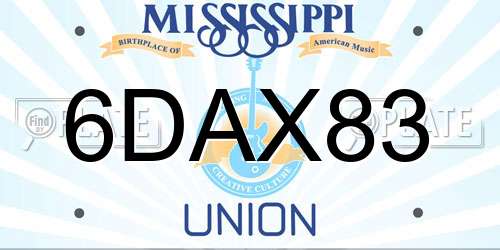 6DAX83 Mississippi License Plate