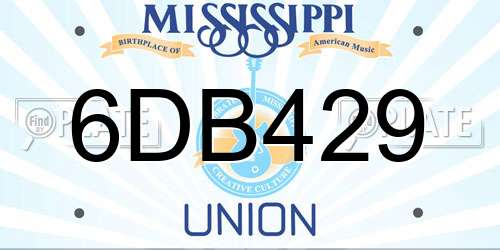 6DB429 Mississippi License Plate