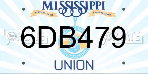 6DB479 Mississippi License Plate