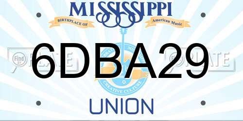 6DBA29 Mississippi License Plate
