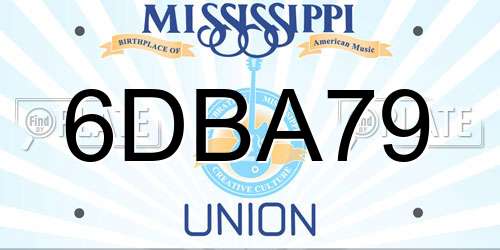 6DBA79 Mississippi License Plate