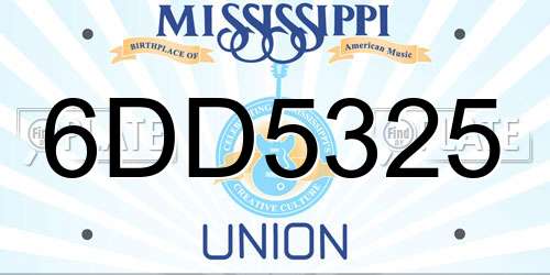6DD5325 Mississippi License Plate