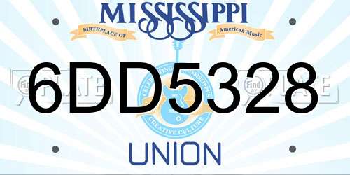 6DD5328 Mississippi License Plate