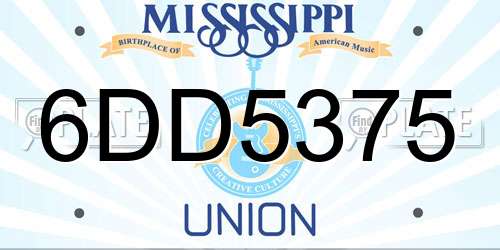 6DD5375 Mississippi License Plate
