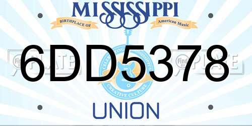 6DD5378 Mississippi License Plate