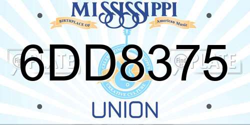 6DD8375 Mississippi License Plate