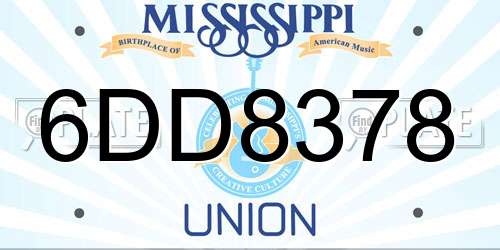 6DD8378 Mississippi License Plate