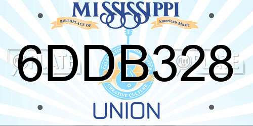 6DDB328 Mississippi License Plate