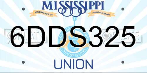 6DDS325 Mississippi License Plate