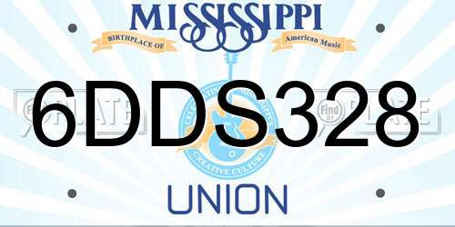 6DDS328 Mississippi License Plate