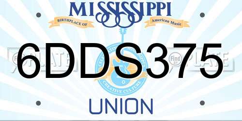 6DDS375 Mississippi License Plate