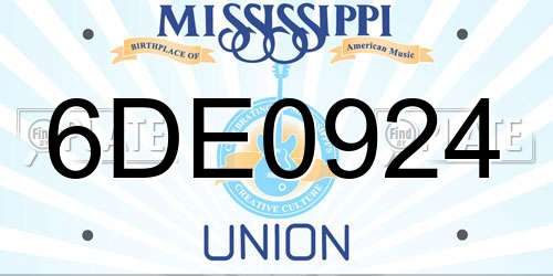 6DE0924 Mississippi License Plate