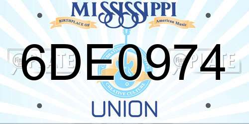 6DE0974 Mississippi License Plate