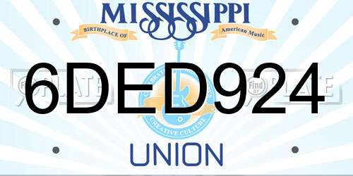 6DED924 Mississippi License Plate