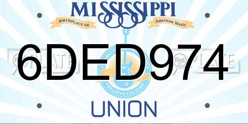 6DED974 Mississippi License Plate