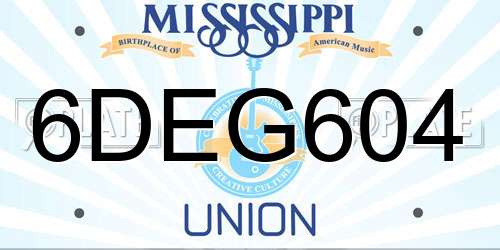 6DEG604 Mississippi License Plate