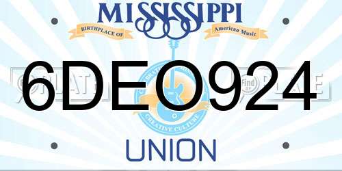 6DEO924 Mississippi License Plate