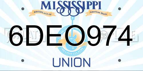 6DEO974 Mississippi License Plate