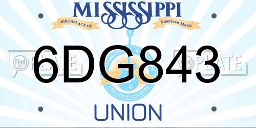 6DG843 Mississippi License Plate