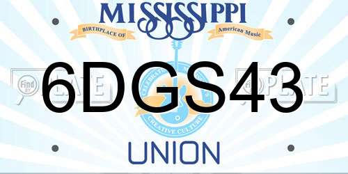 6DGS43 Mississippi License Plate