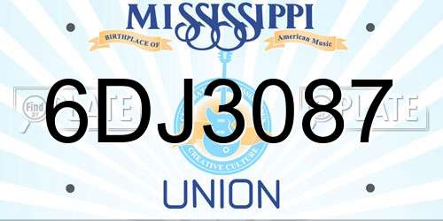 6DJ3087 Mississippi License Plate