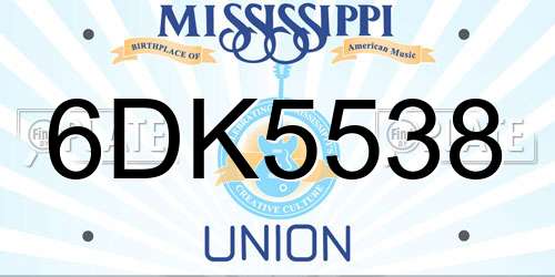 6DK5538 Mississippi License Plate