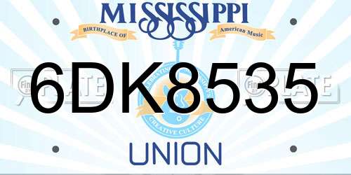 6DK8535 Mississippi License Plate