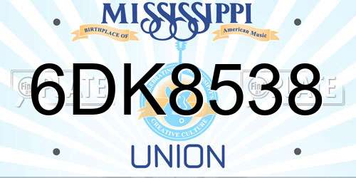 6DK8538 Mississippi License Plate