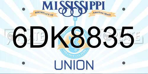 6DK8835 Mississippi License Plate
