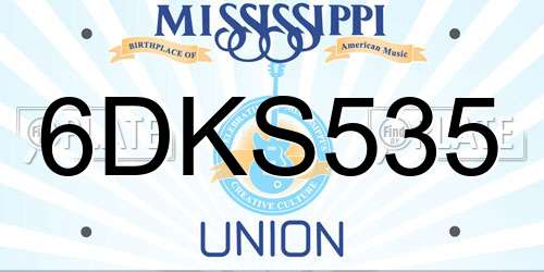 6DKS535 Mississippi License Plate